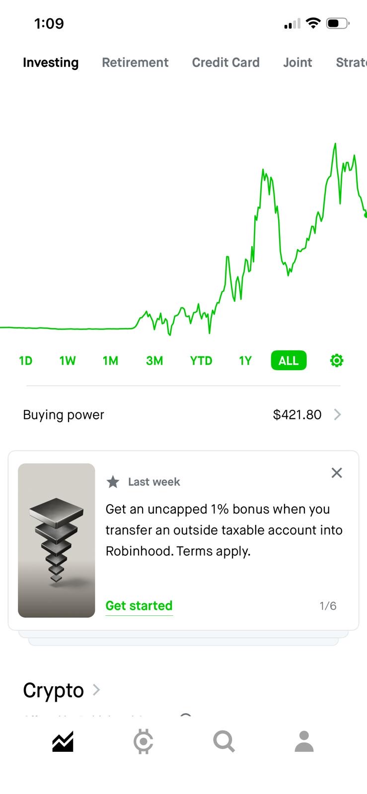 Home screen (Buying power)
